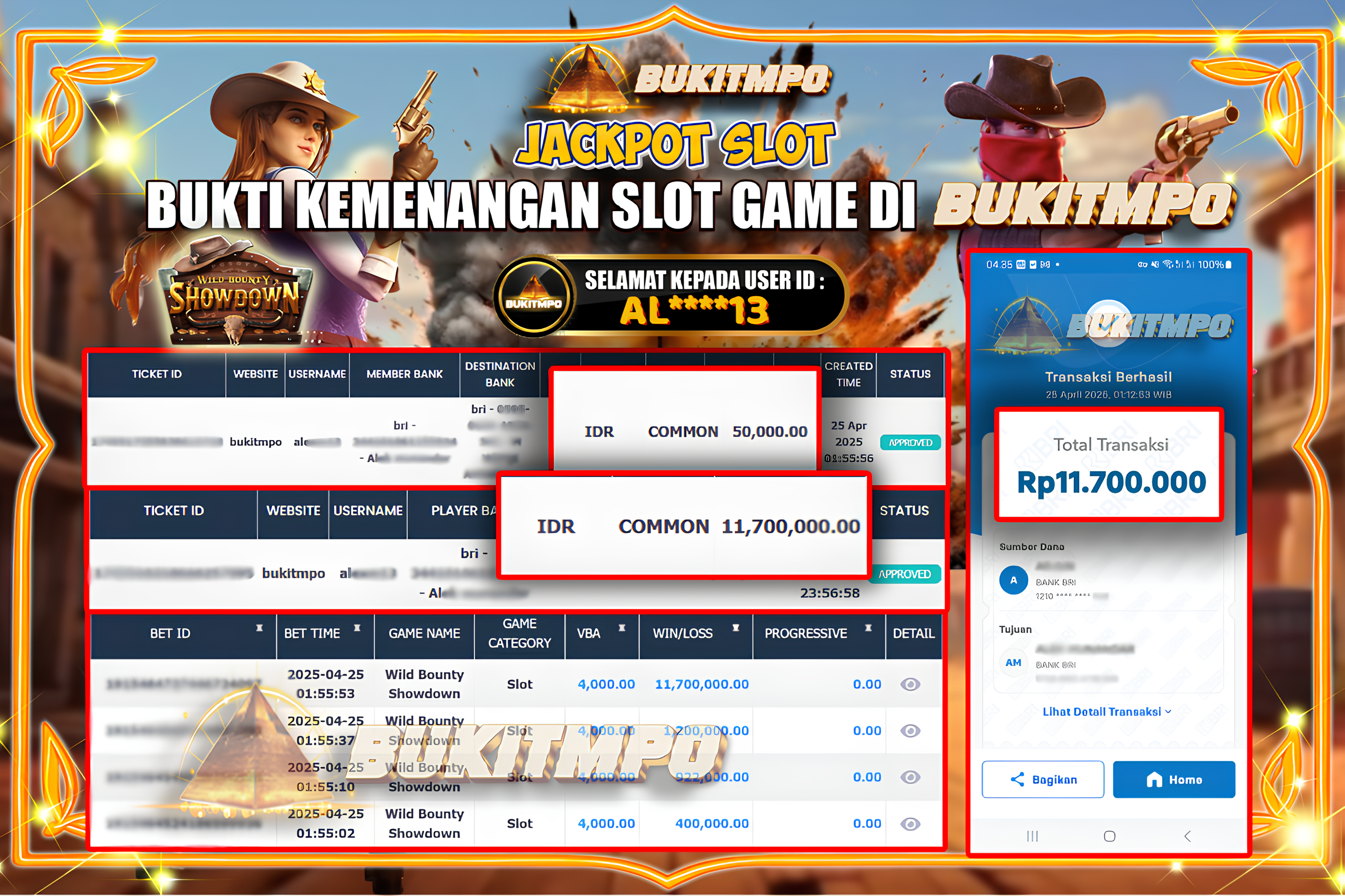 BUKITMPO JACKPOT SLOT Wild Bounty Showdown Rp.11.700.000,- LUNAS