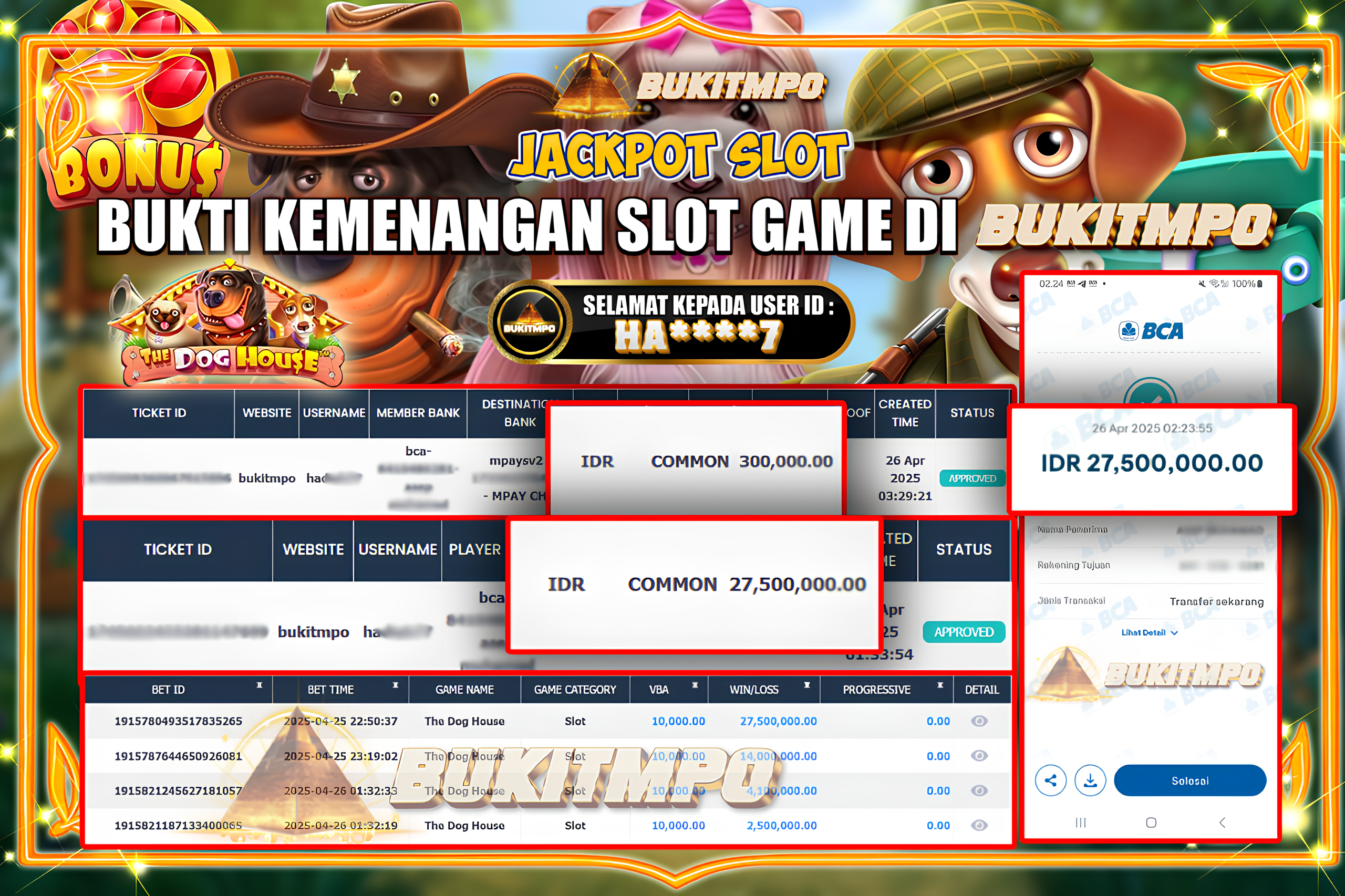 BUKITMPO JACKPOT SLOT The Dog House Rp.27.500.000,- LUNAS