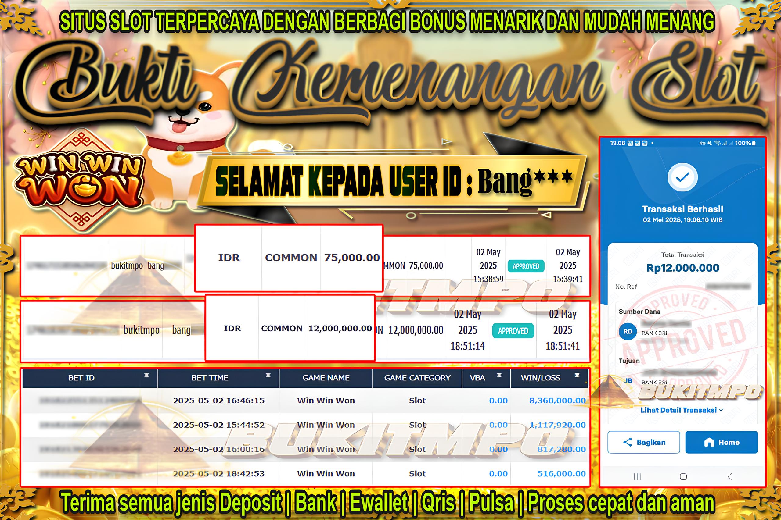 BUKITMPO BUKTI KEMENANGAN Win Win Won Rp. 20.000.000,- LUNAS
