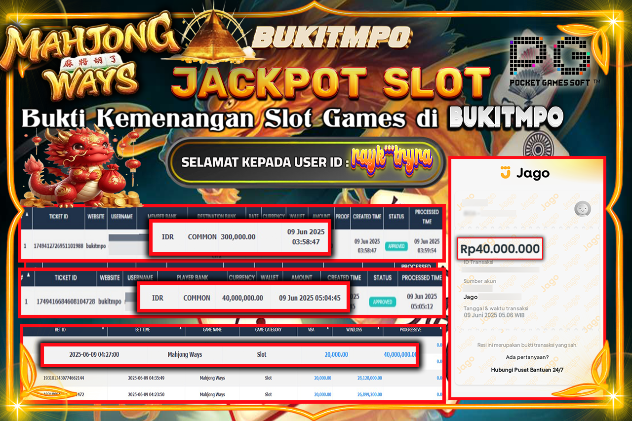 BUKITMPO JACKPOT MAHJONG WAYS Rp.40.000.000,- LUNAS