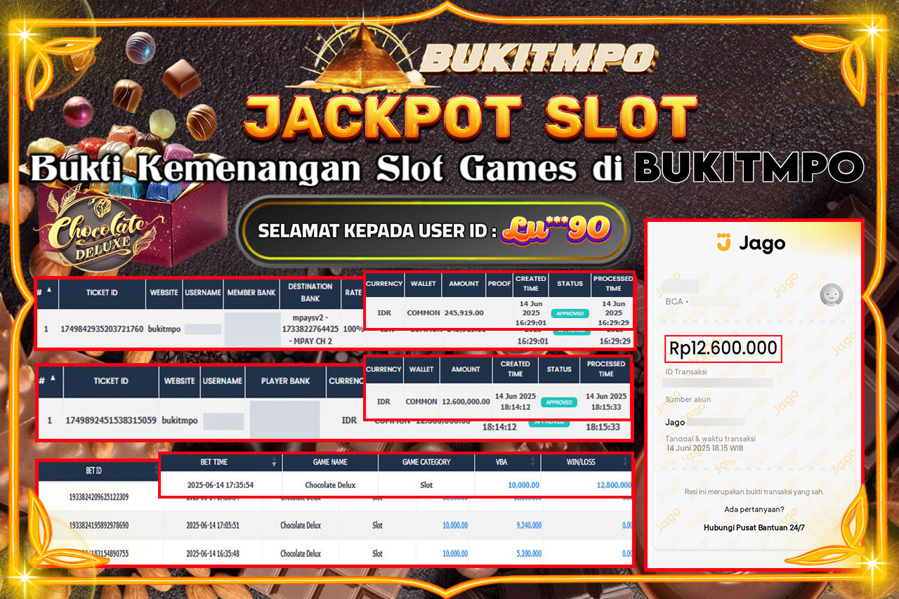 BUKITMPO JACKPOT Chocolate Delux Rp.12.600.000.- LUNAS