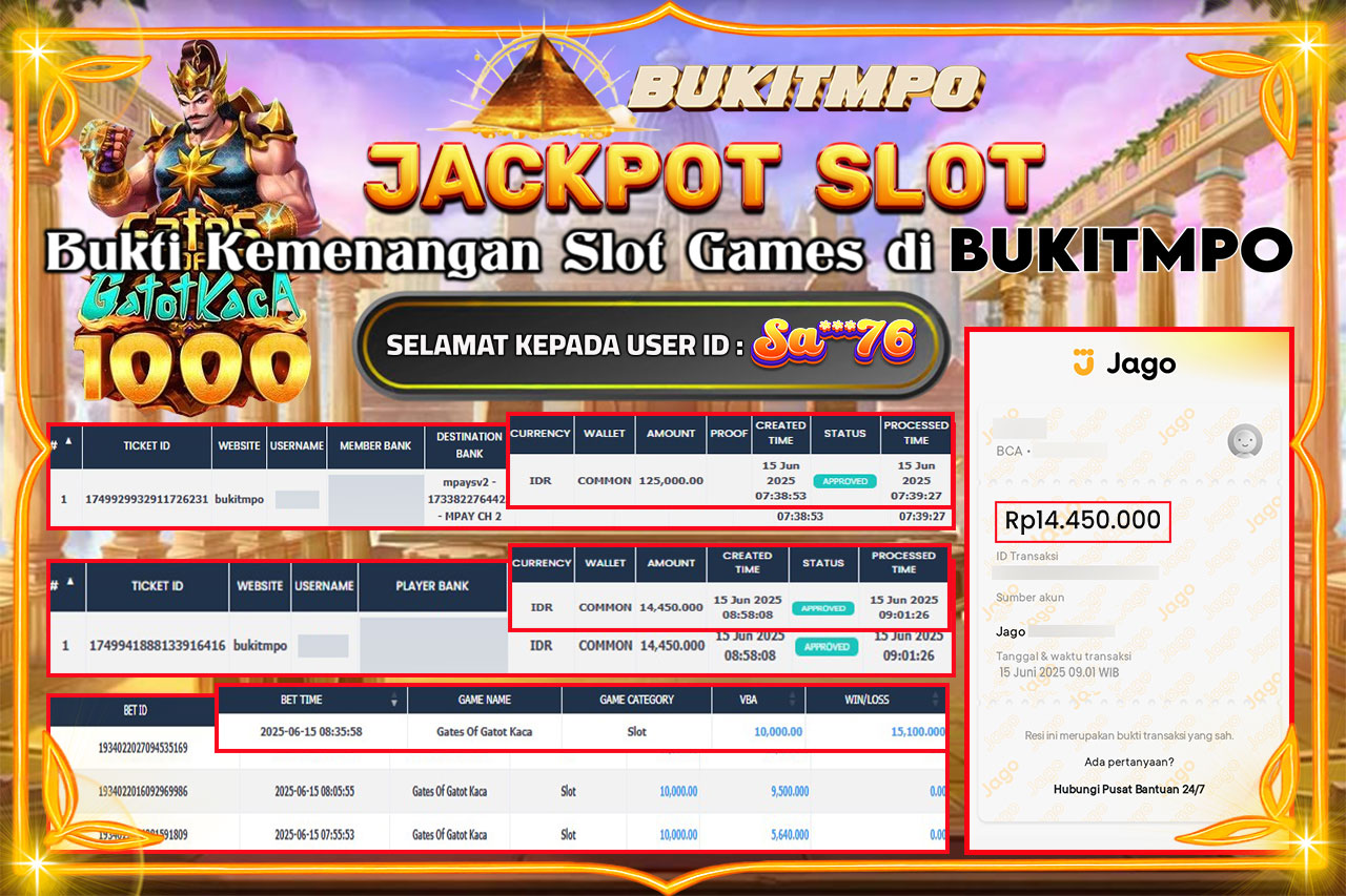 BUKITMPO JACKPOT GATES OF GATOT KACA Rp.14.450.000,-  LUNAS